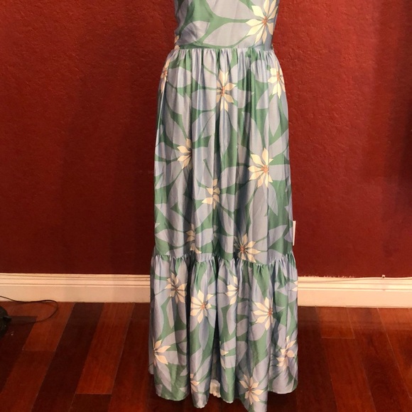 ModCloth Tiered Maxi Dress Green/Blue/white S - Picture 4 of 8